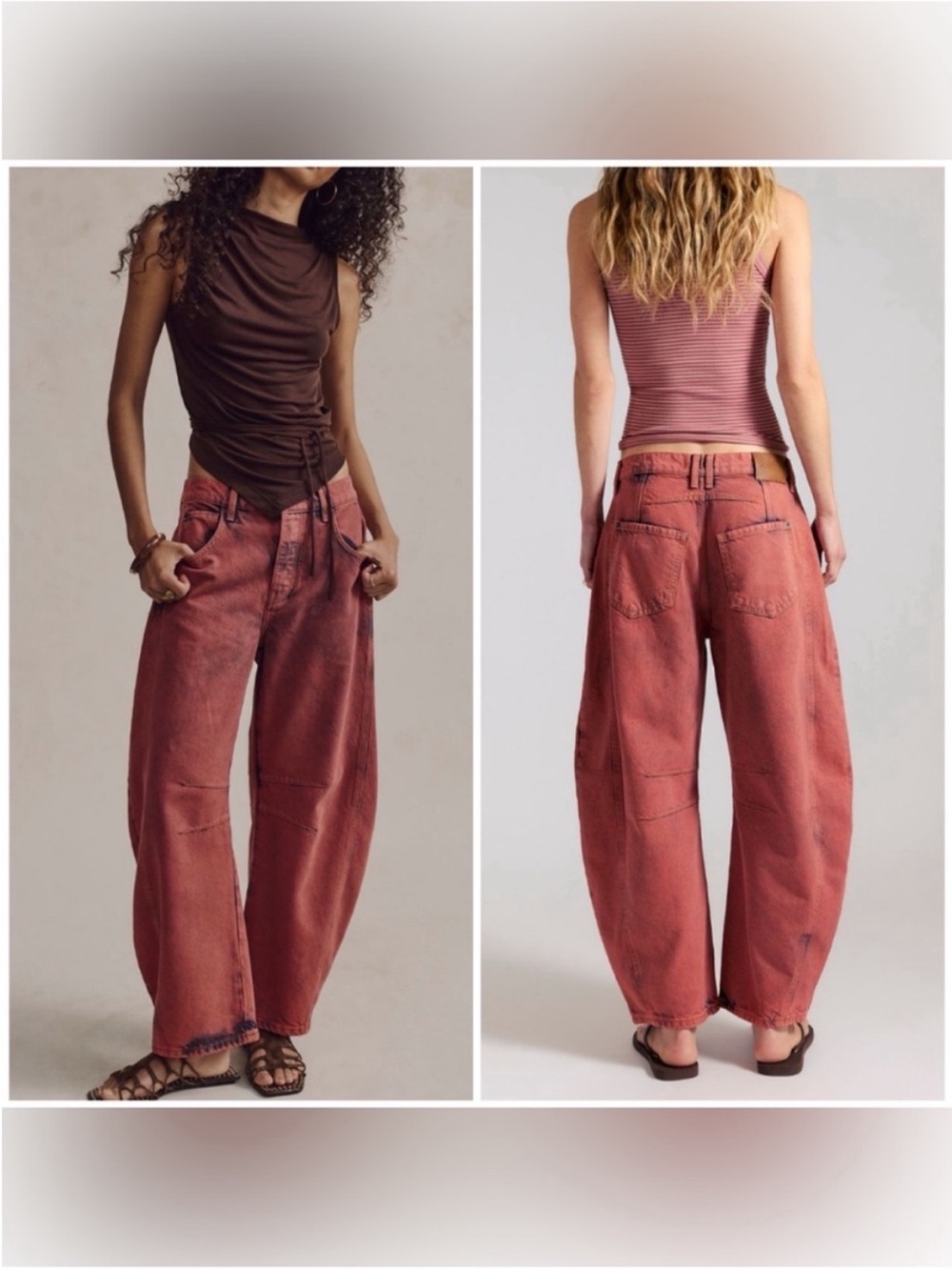 NWT Free People We The Free Good Luck Mid-Rise Barrel Jeans - raspberry - 24